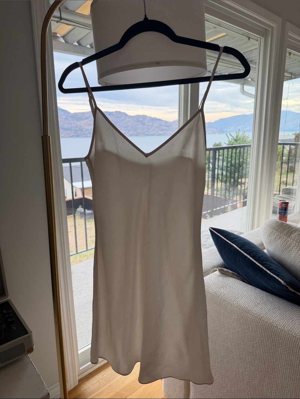 Wilfred Cream V-Neck Slip Dress with Thin Straps